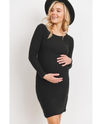Maternity Ribbed Knit Long Sleeve Dress