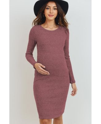 Maternity Ribbed Knit Long Sleeve Dress