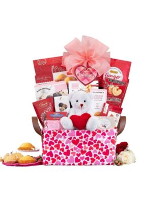 Valentine's Day Sweets Gift Baskets with Plush Bear, 13-Pc.