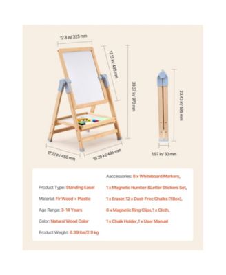 Wooden Kids Art Easel 2-in-1 Magnetic, Chalkboard, Paper Roll
