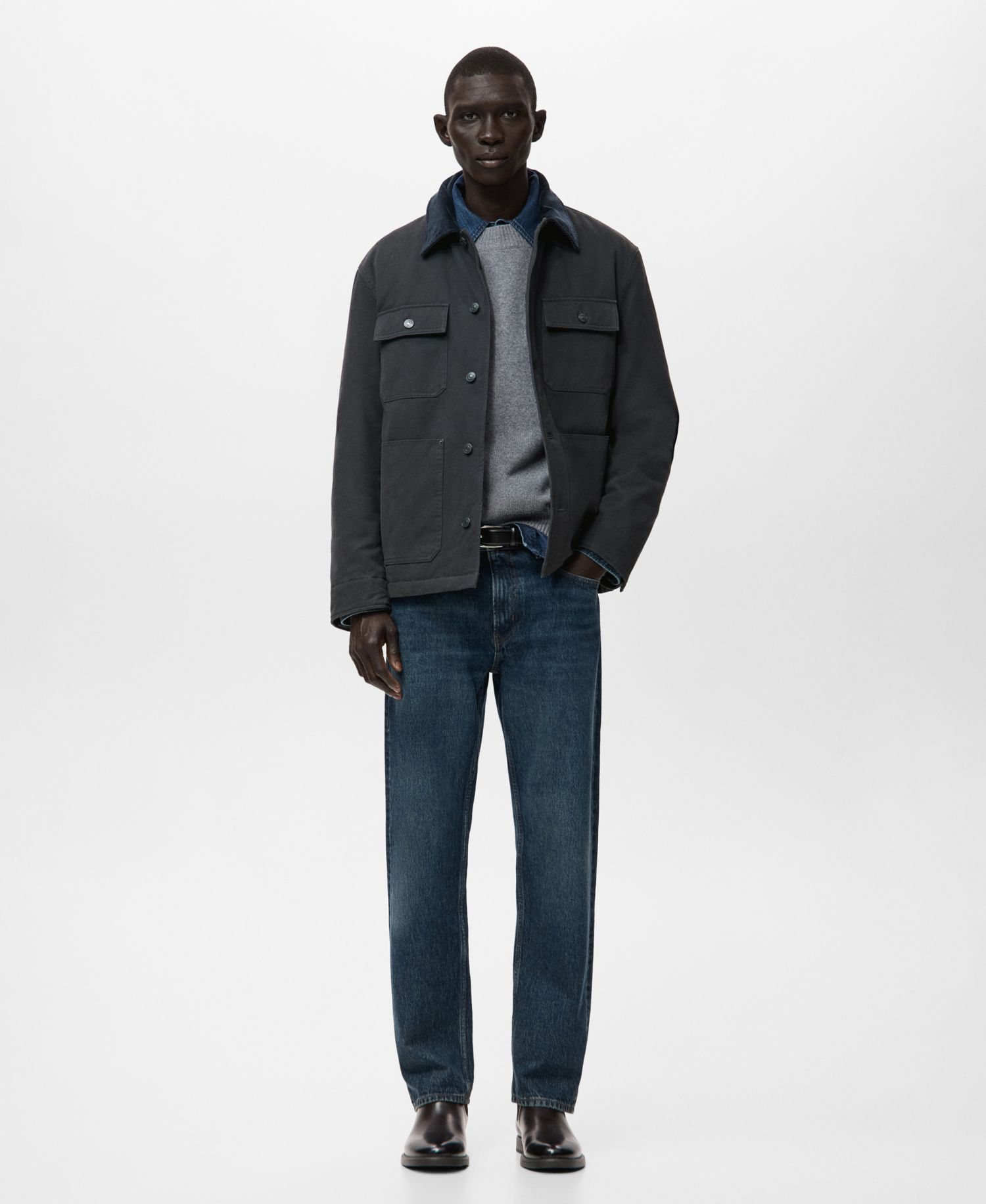 Men's Corduroy Collar Quilted Jacket