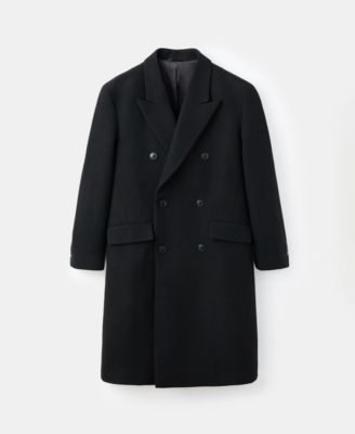 Men's Long Double-Breasted Wool Coat