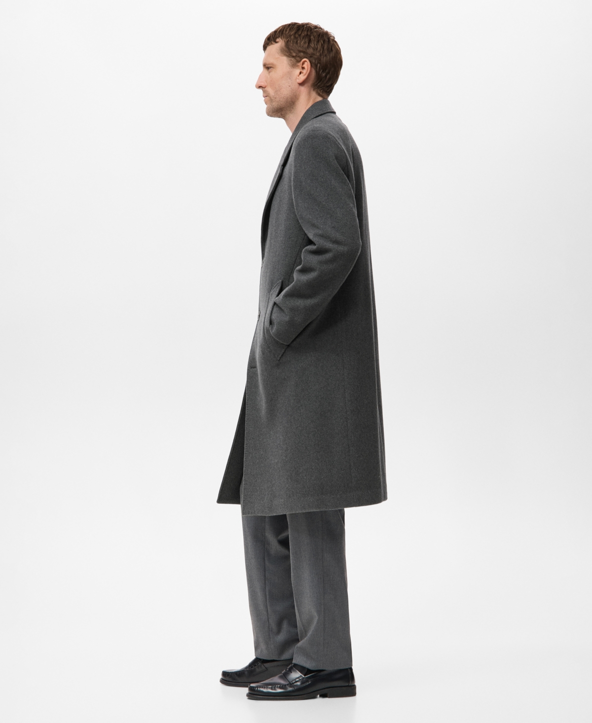 Mango Men's Long Wool Coat