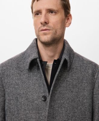 Men's Herringbone Wool-Blend Coat