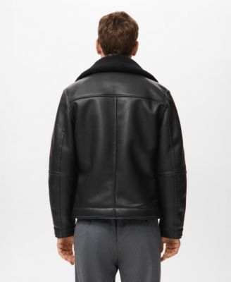 Men's Faux-Leather Fleece Jacket