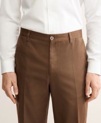 Men's Regular Fit Pleated Cotton Pants