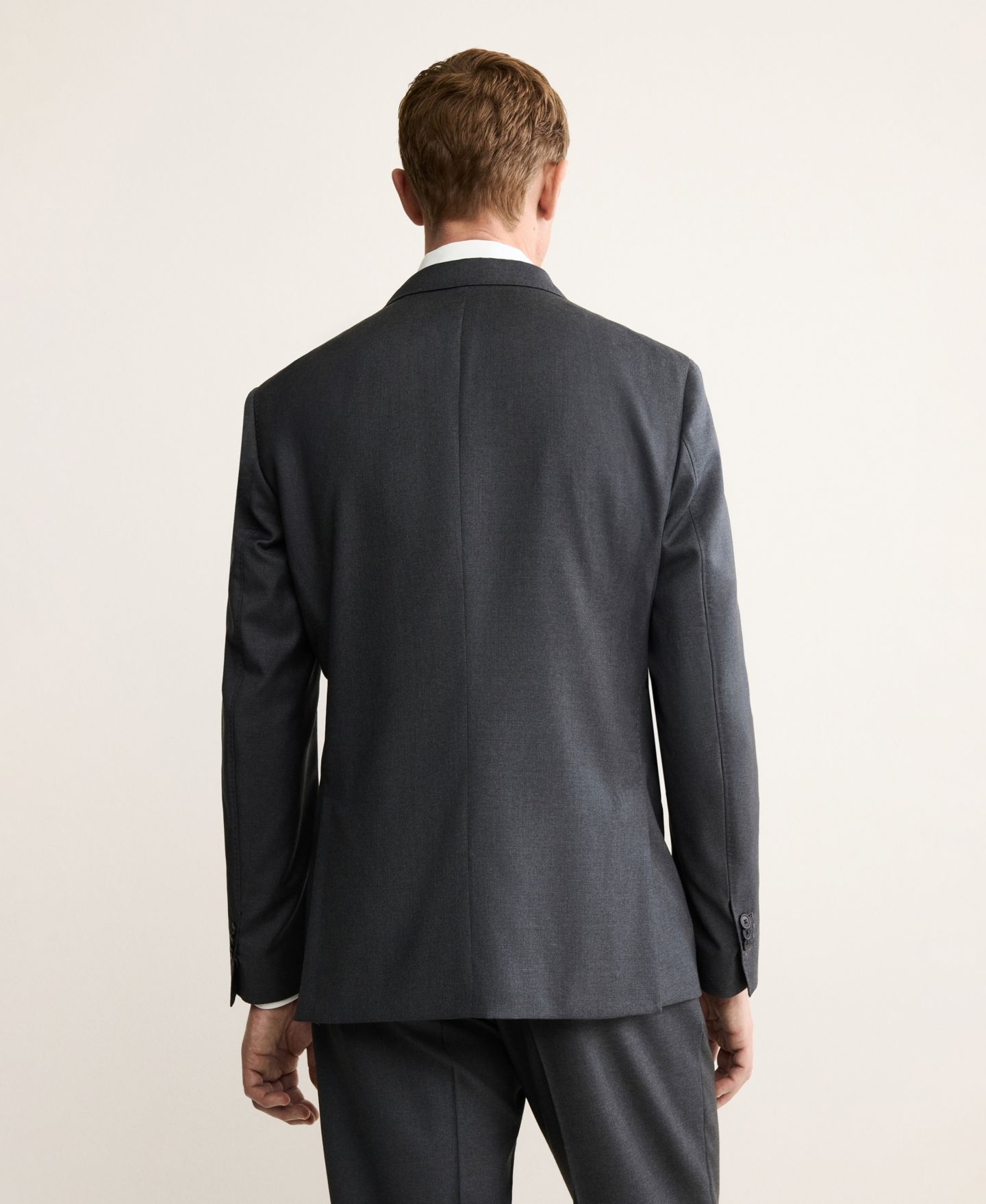 Мужская куртка MANGO Wool Flannel Double-Breasted, цвет: Тёмный меланжевый серый — фото 3