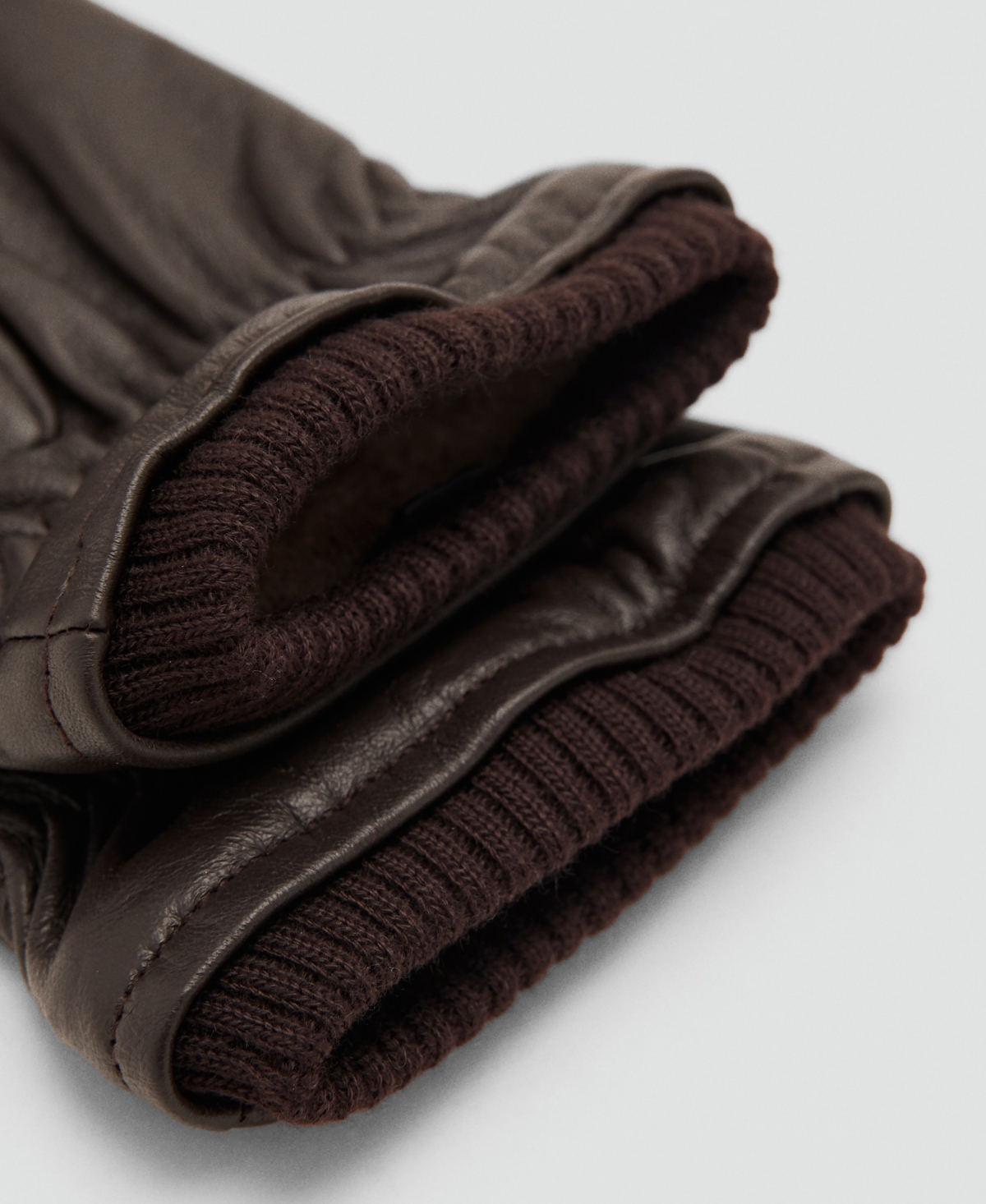 Mango Men's Ruffled Detail Leather Gloves