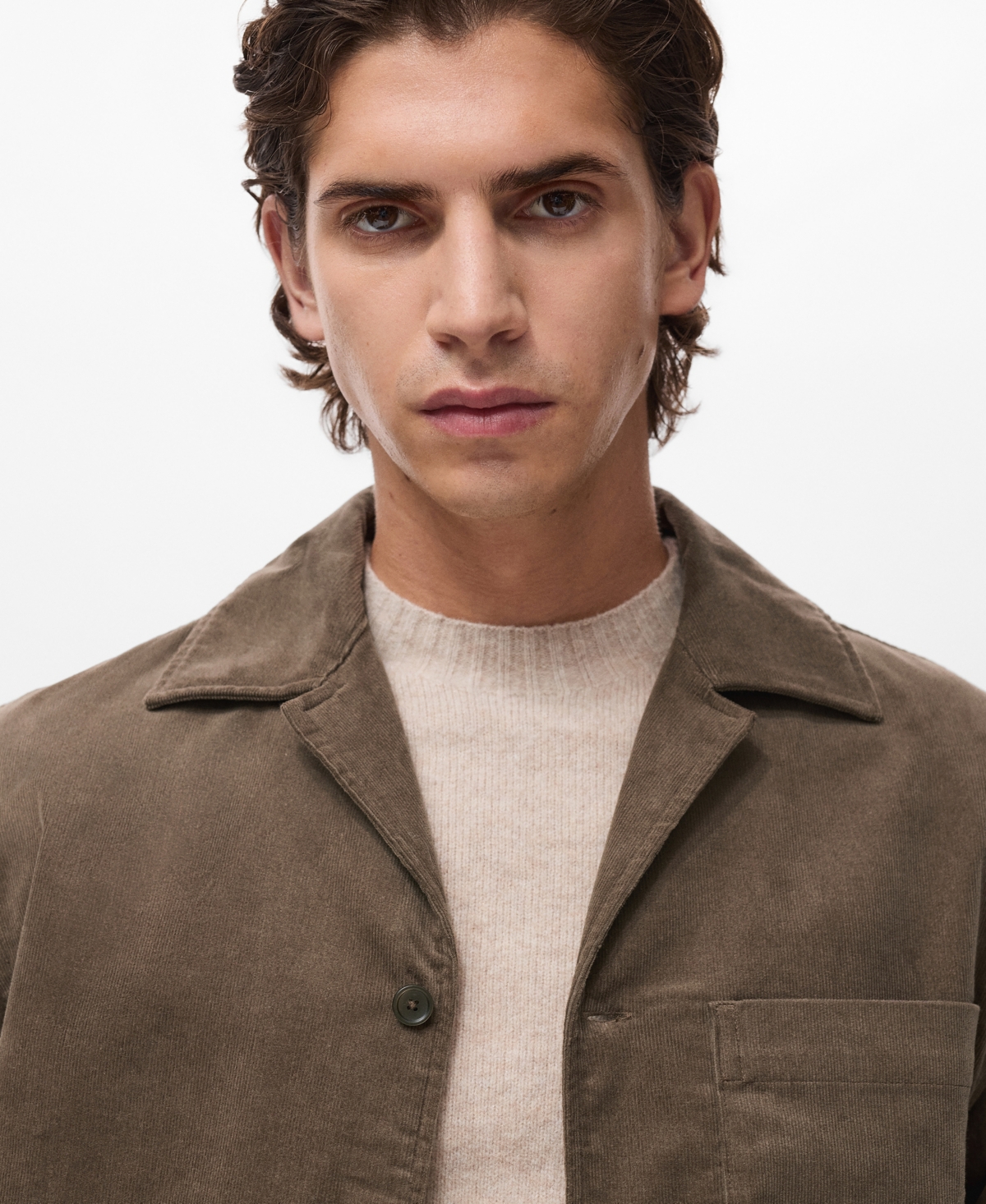 Mango Men's Pockets Corduroy Cotton Overshirt