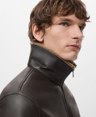Men's Faux-Leather Fleece Jacket