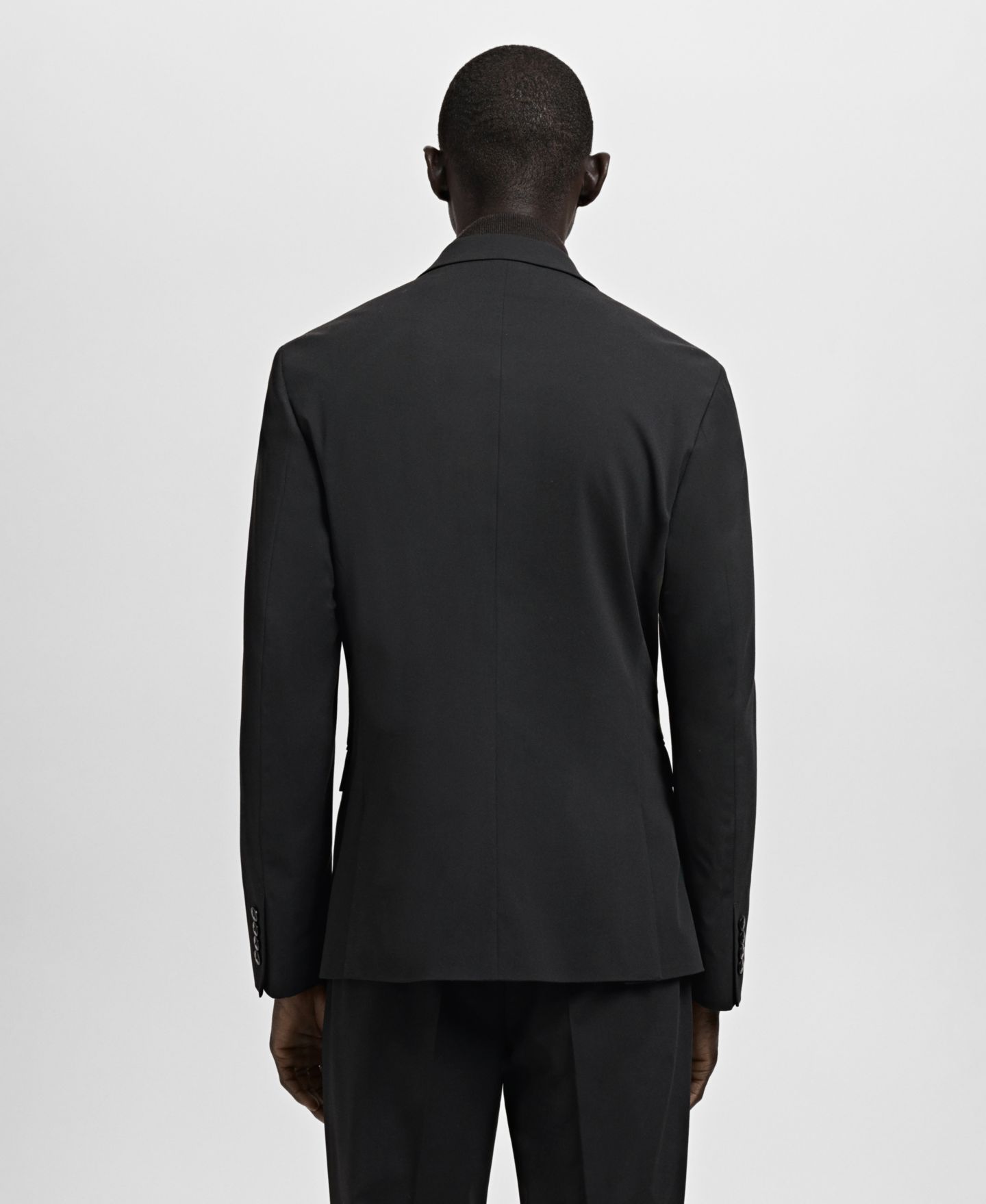 Мужской пиджак MANGO Stretch Fabric Super Slim-Fit Suit, цвет: Чёрный — фото 3