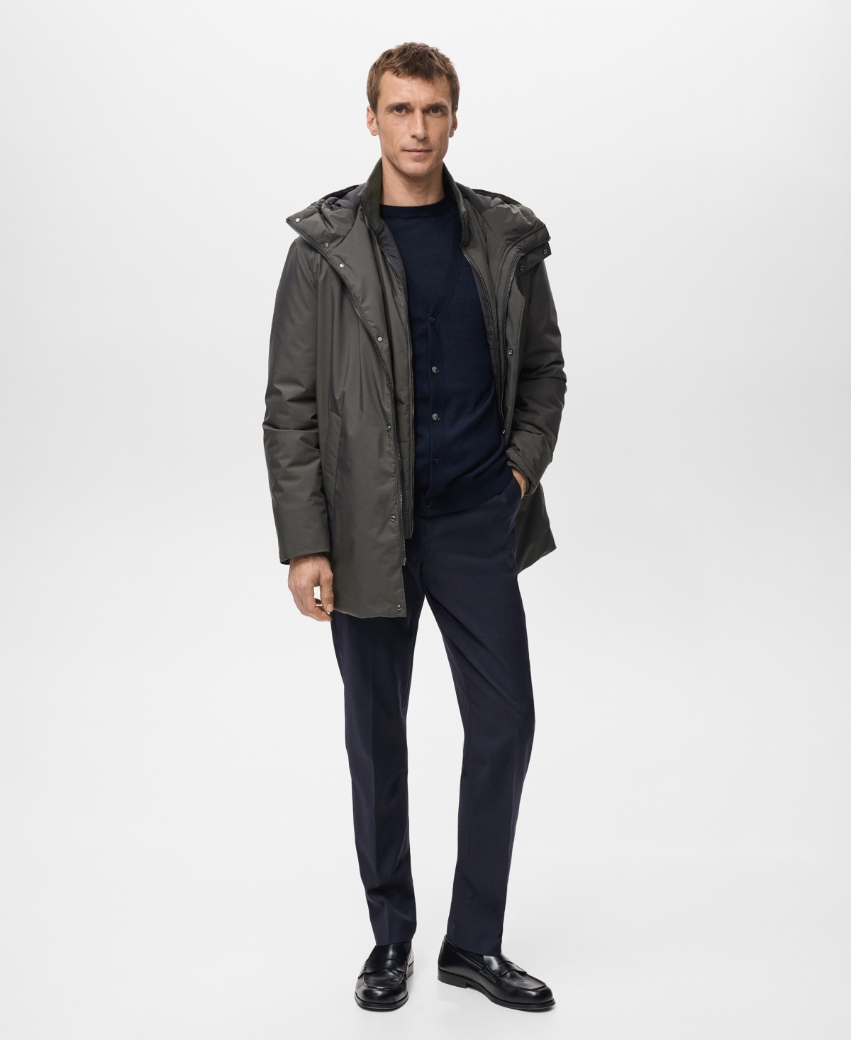 Mango Men's Detachable Water-Repellent Quilted Parka