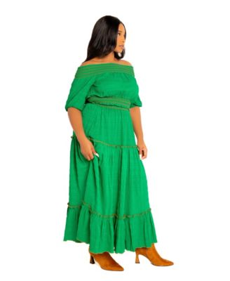 Plus Size Smocked Top and Skirt Two Piece Set