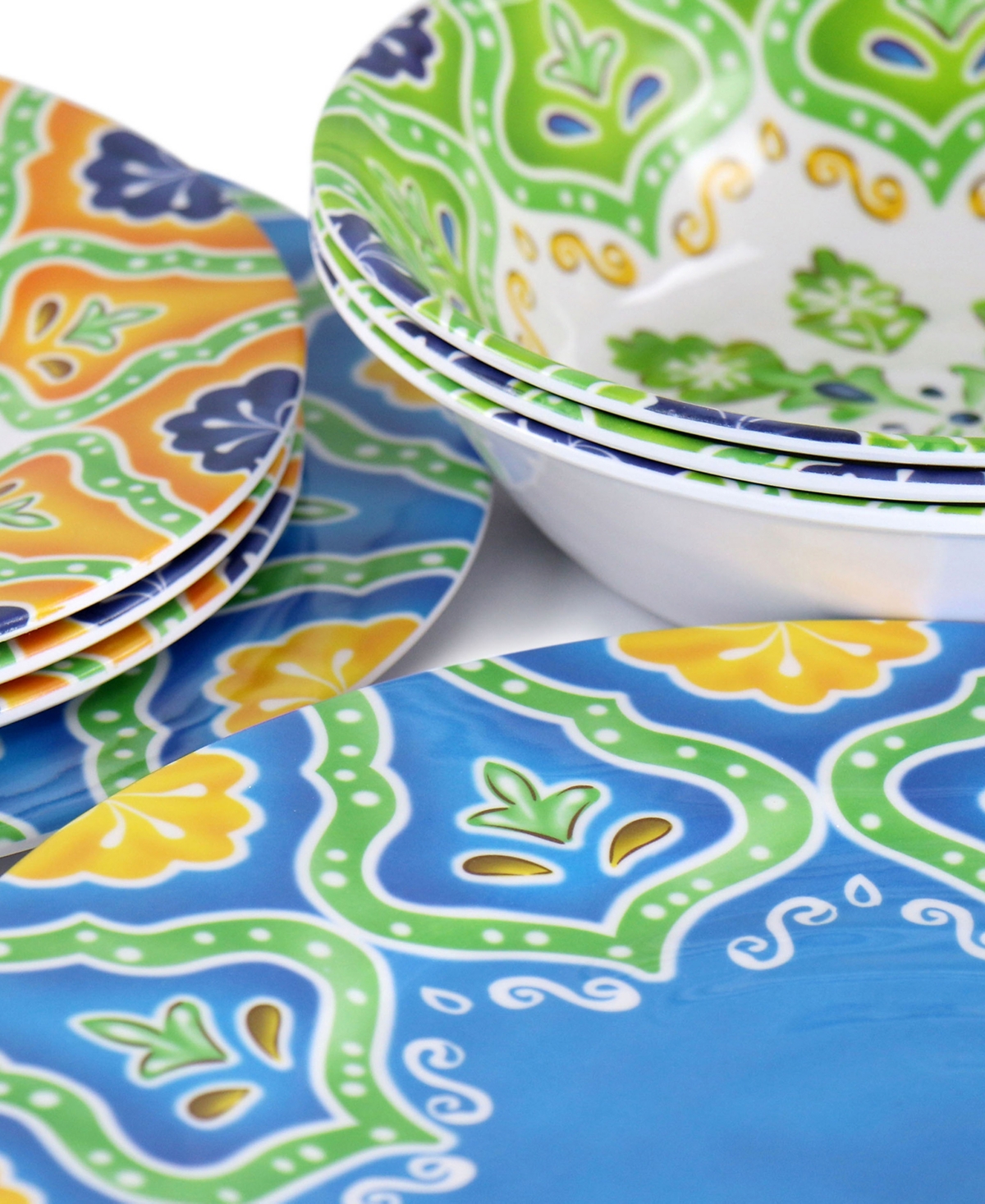 Elama Melamine Stapanya 12-Pc. Dinnerware Set, Service For 4