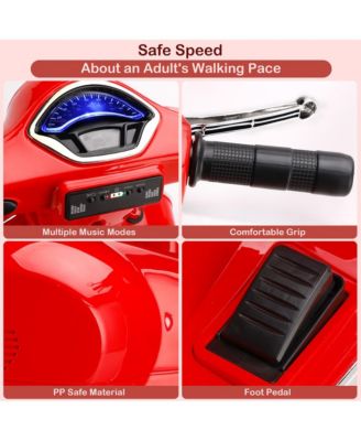 6V 2 MPH Kids Ride-On Motorcycle with Training Wheels, Foot Pedal Drive & MP3 Player