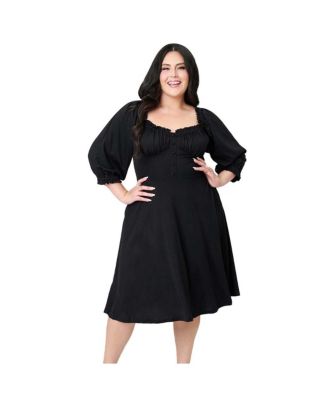 Plus Size Peasant Sleeve Swing Dress