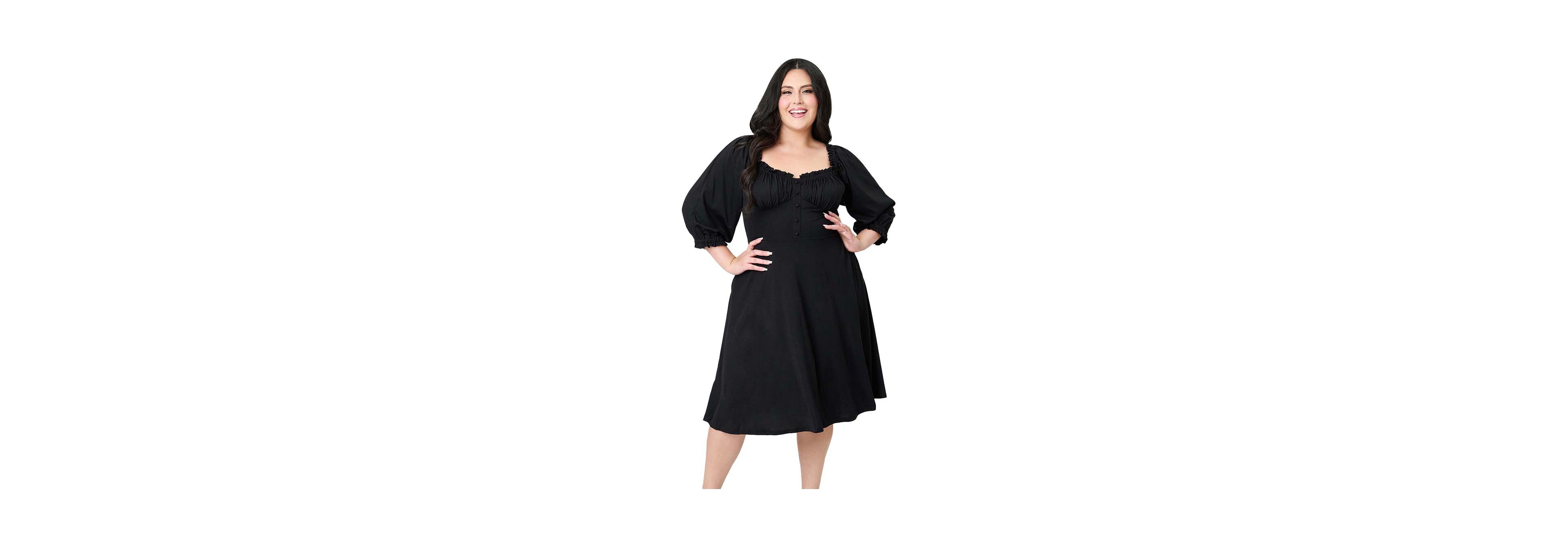 Unique Vintage Plus Peasant Sleeve Swing Dress