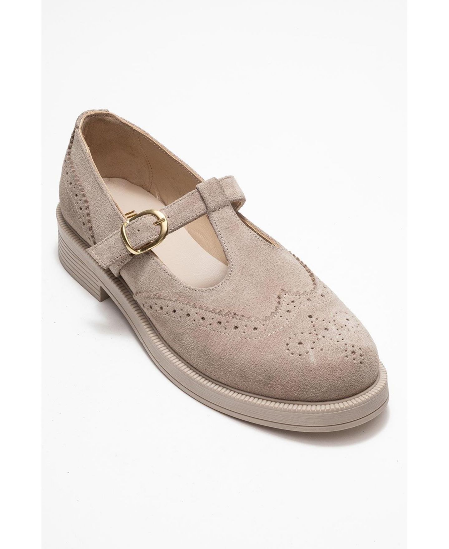 Женские туфли Forever & Always Shoes Janney Leather Strap, цвет: Бежевый замшевый кожаный — фото 1