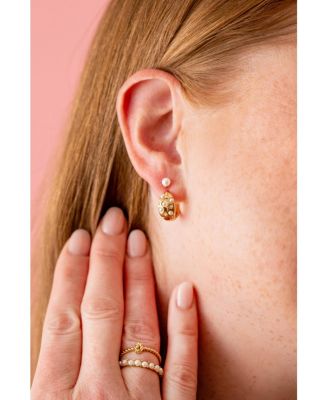 Pearl Basics Accents Huggie Hoop Earrings