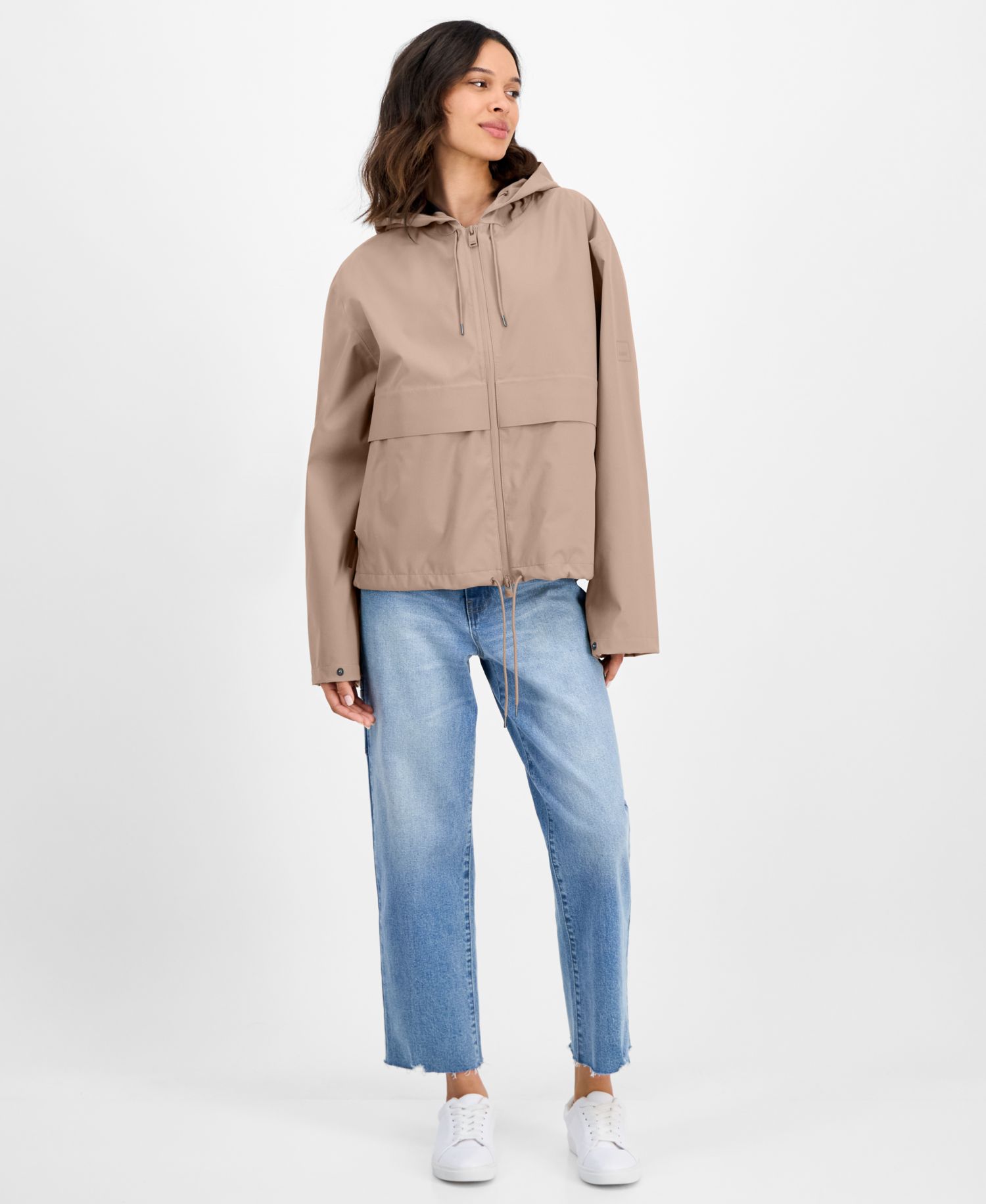 Women's Zip-Front Hooded Drawstring Jacket