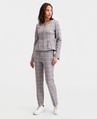 Los Angeles Women's Glen Plaid Peplum Jacket & Kelsey Glen Plaid Straight-Leg Pants