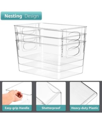 8 Pack Large Clear Storage Bins - for Kitchen, Fridge, Cabinet, Pantry Organization and Storage
