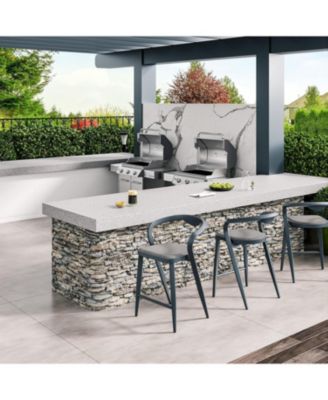 2-Piece Counter Height Bar Stools with Back and Footrest for Indoor and Outdoor Use