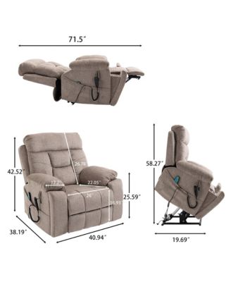 Electric Lift Recliner Chair with Heating and Massage, Power Lift Sofa Chair with 2 Cup Holders, Storage Pocket, 2 remote controls
