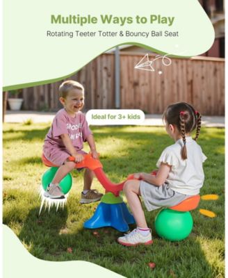 Kids Seesaw, Sit and Spin Teeter Totter with Handles and 55 lb Capacity per Seat for Ages 3+, Multi-Colored