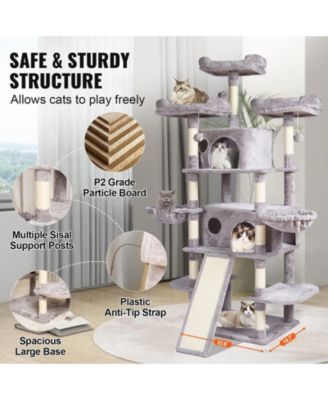 68.5" Multi-Level Cat Tree with Ramp & 2 Condos, Light Gray