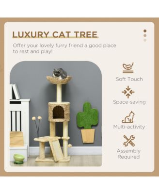 45" Cat Tree with Scratching Posts, Ramp, Condo, Toy Balls