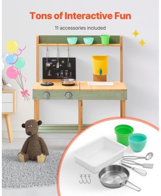 Outdoor Mud Kitchen with Planter Box, Blackboard & Faucet