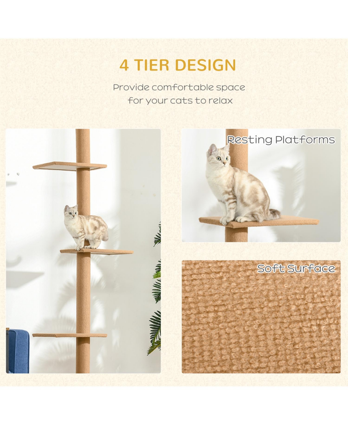 Aostirmotor Cat Tree with Sisal-Covered Scratching Posts