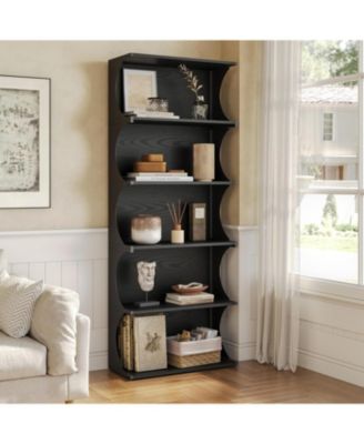 5-Tier Bookcase, 70.8" Tall Open Shelf with Curved-Edge Design, Modern Display & Storage Shelf