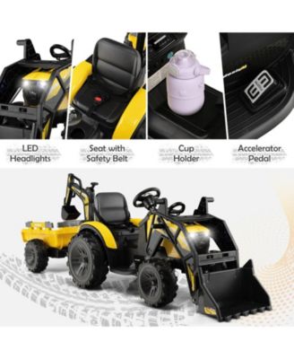 12V 3 in 1 Kids Ride On Excavator with Shovel Bucket and Music