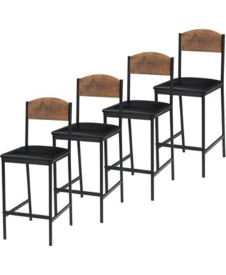 25.2 Inch Modern Counter Height Barstools with Back and Footrest Set of 4 PU Upholstered Barstools
