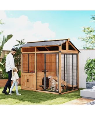 Extra Large Dog House with Activity Platform, Storage Cabinet