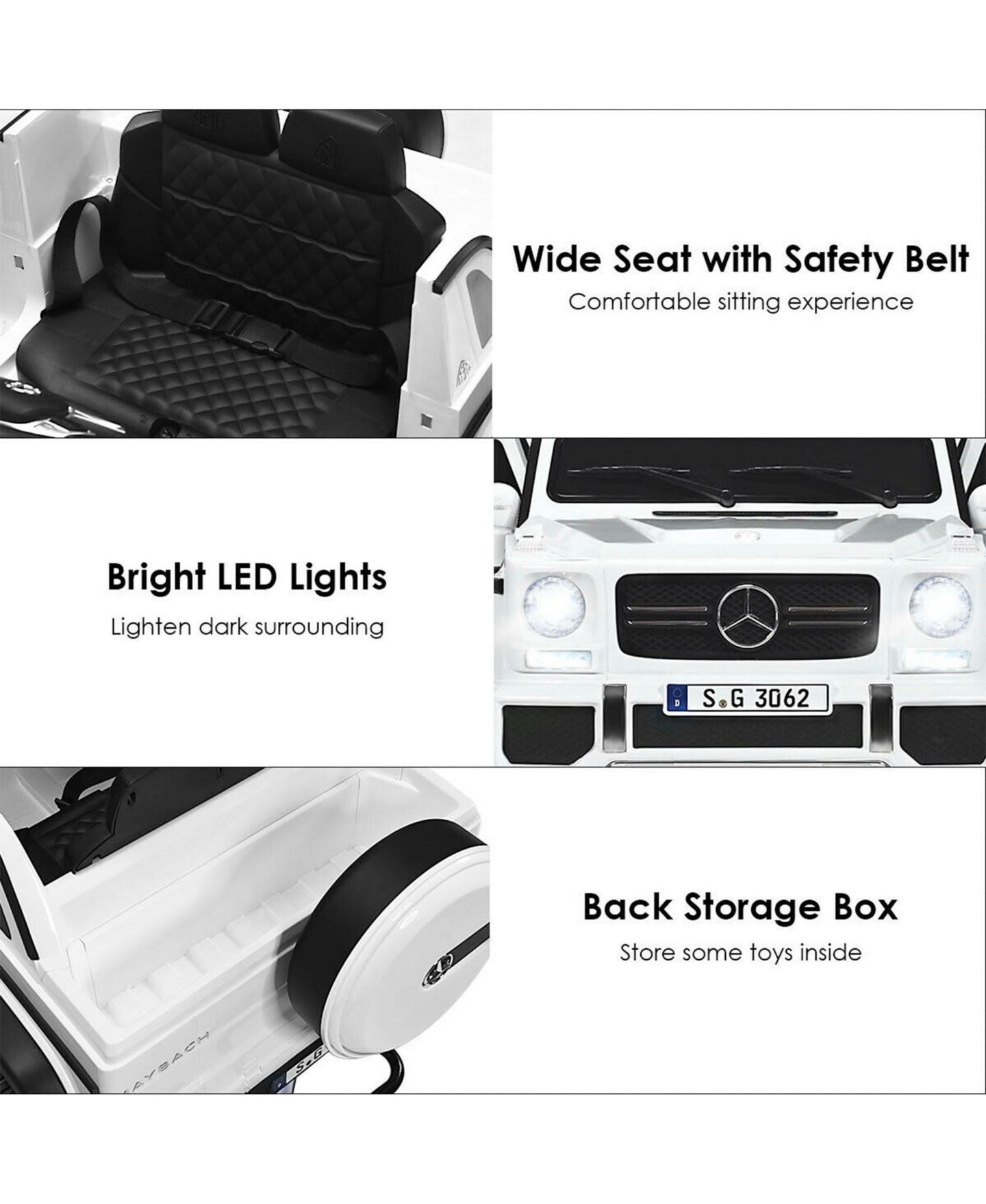 Детская игрушка SUGIFT 12V Licensed Mercedes-Benz Maybach Remote-Control Ride-On Car, Ages 3-6, цвет: Белый — фото 9