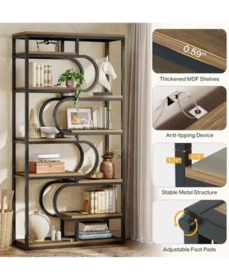 5-Tier Industrial Bookshelf, 71-inch Tall Etagere Bookcase with Heavy-Duty Metal Frame