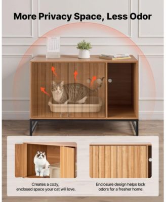 31.5" Wooden Litter Box Enclosure with Scratch Pad & Storage