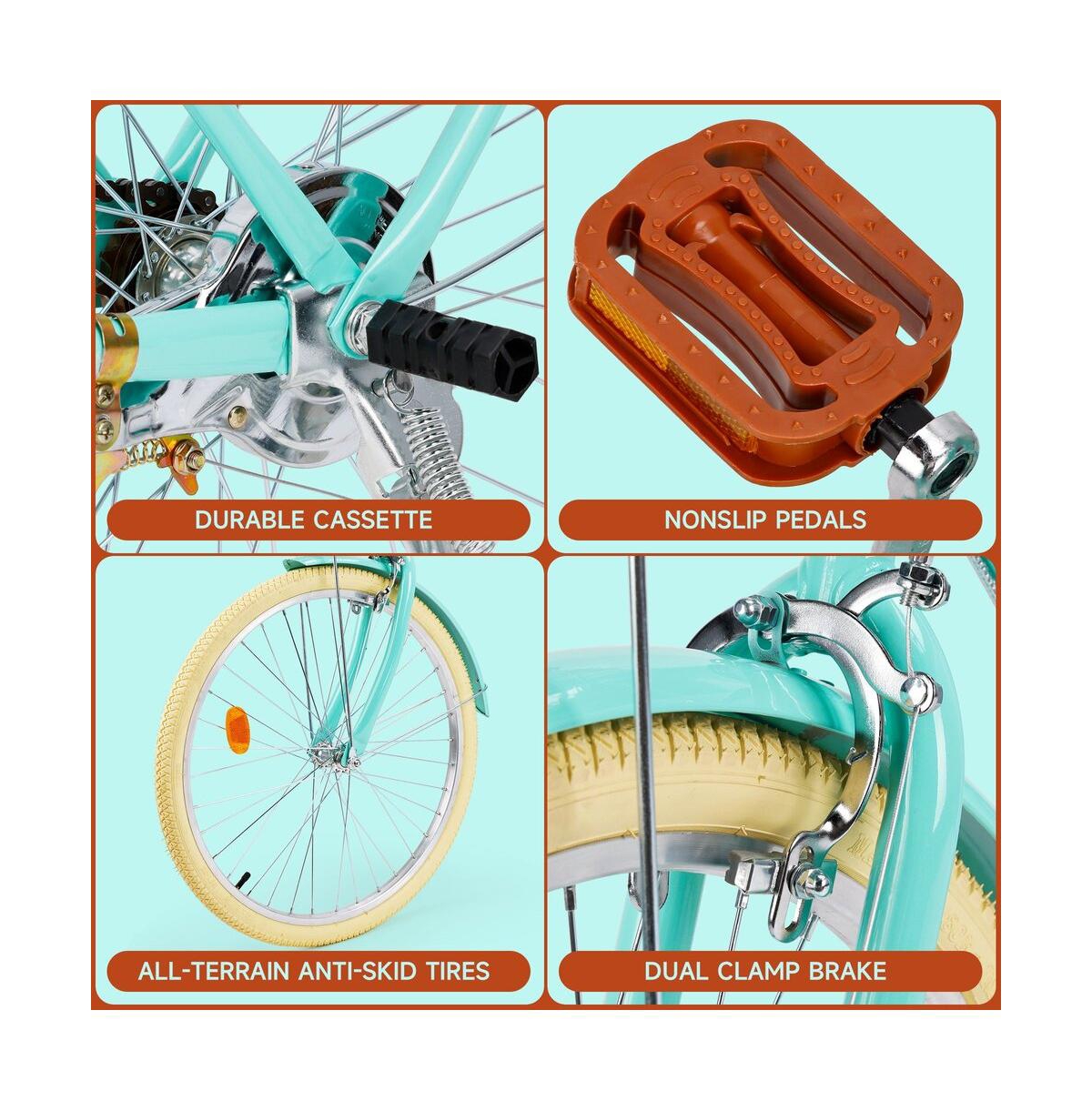 Artudatech 26-Inch Cruiser Bike with Low Step Frame, Passenger Seat & Free Bottle Holder