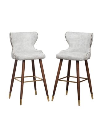 Elegant Mid-Century Barstools with Button Tufted Backs