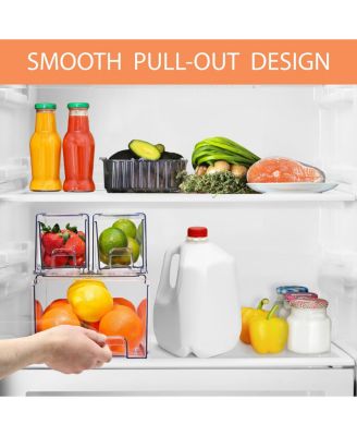 2 Large & 4 Small Clear Stackable Fridge Drawers with Handles -  Food Storage Containers for Kitchen, Freezer, Vanity & Fridge