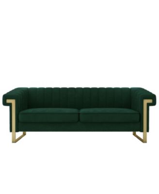 Modern Plush Sofa with Gold Accents Soft, Comfortable, and Stylish