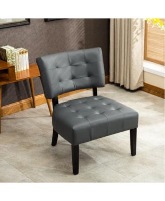 Blended Leather Tufted Accent Chair with Oversized Seating
