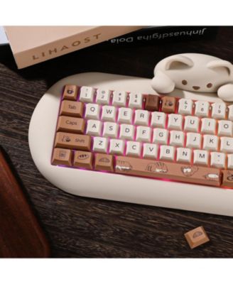 Coffee Cat PBT keycaps set, 152 dye-sub keys with key puller, fits Cherry/Gateron MX mechanical keyboards