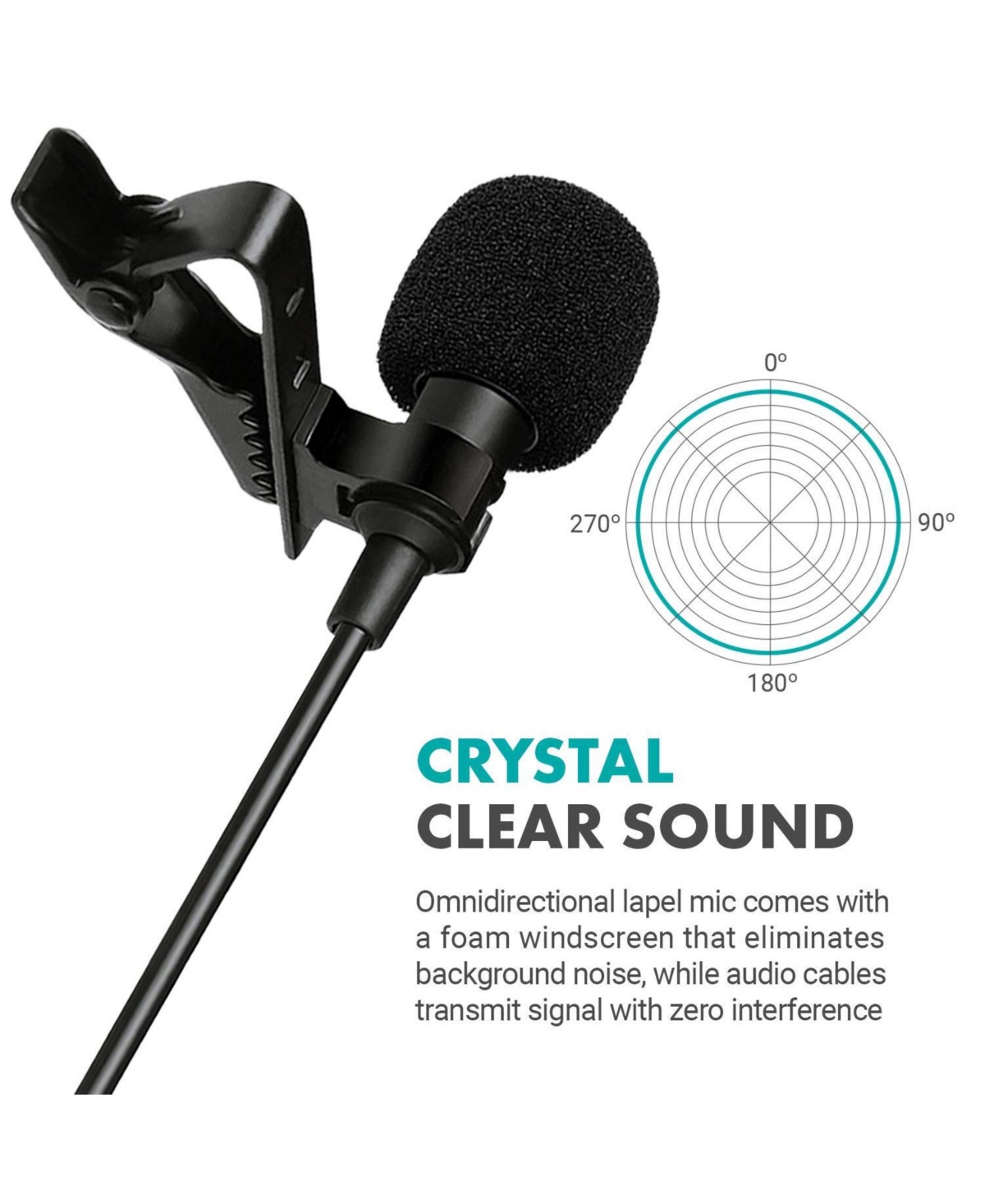 Movo DOM1 Lavalier Omnidirectional Condenser Microphone for Dji Osmo Handheld 4K Camera