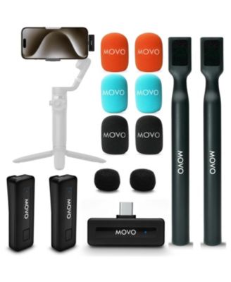 Wireless Mini UC Duo Dual Ultra Compact Wireless Lavalier Microphones for iPhone 15 and up with Handheld Adapter