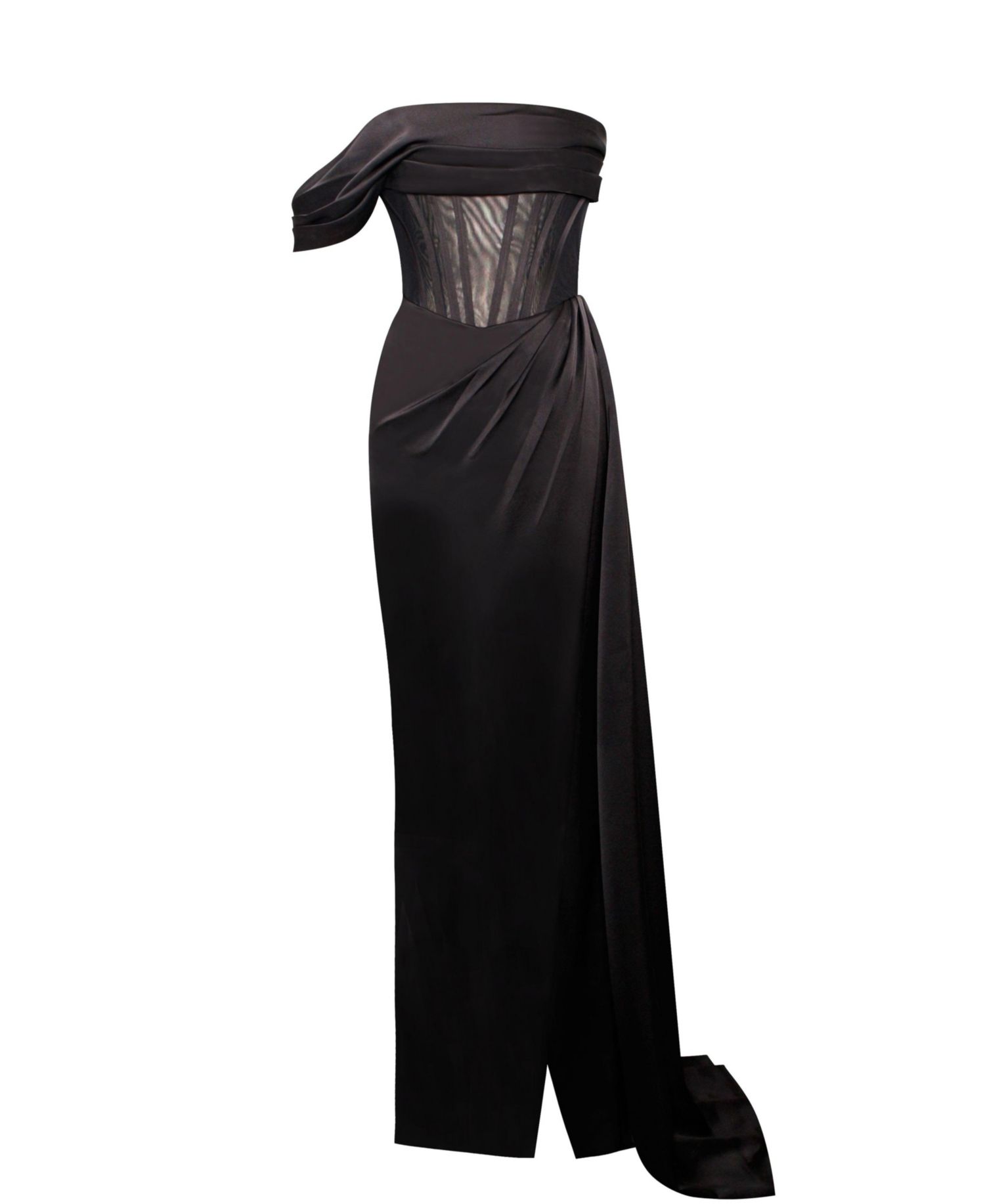 Women's Rebeca Satin High Slit Corset Gown