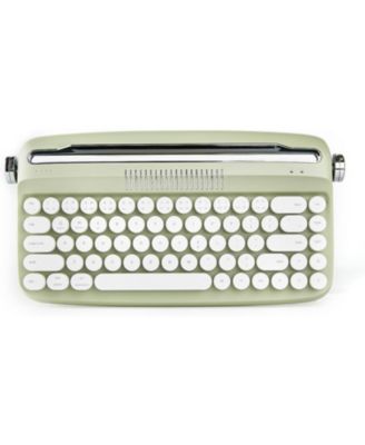 Upgraded Wireless Typewriter Keyboard, Retro Keyboard with Integrated Stand, USB-C/Bluetooth Keyboard with Cute Round Keycaps for Multi Device